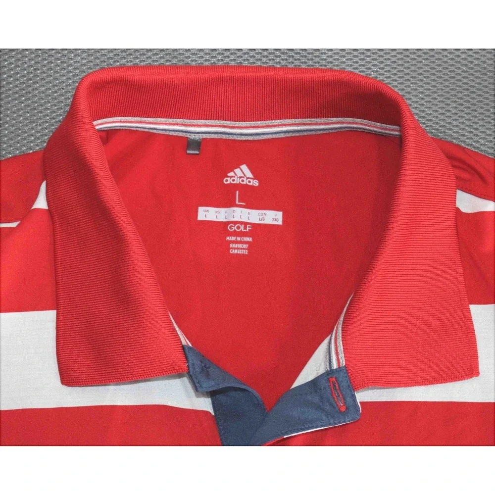Adidas Official USA Olympics Red Gray Ultimate 365 Rugby Stripe Polo Mens Size L